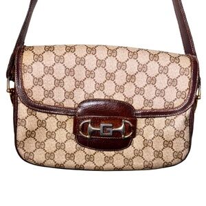 Gucci Brown and Tan 1955 Horsebit Shoulder Bag